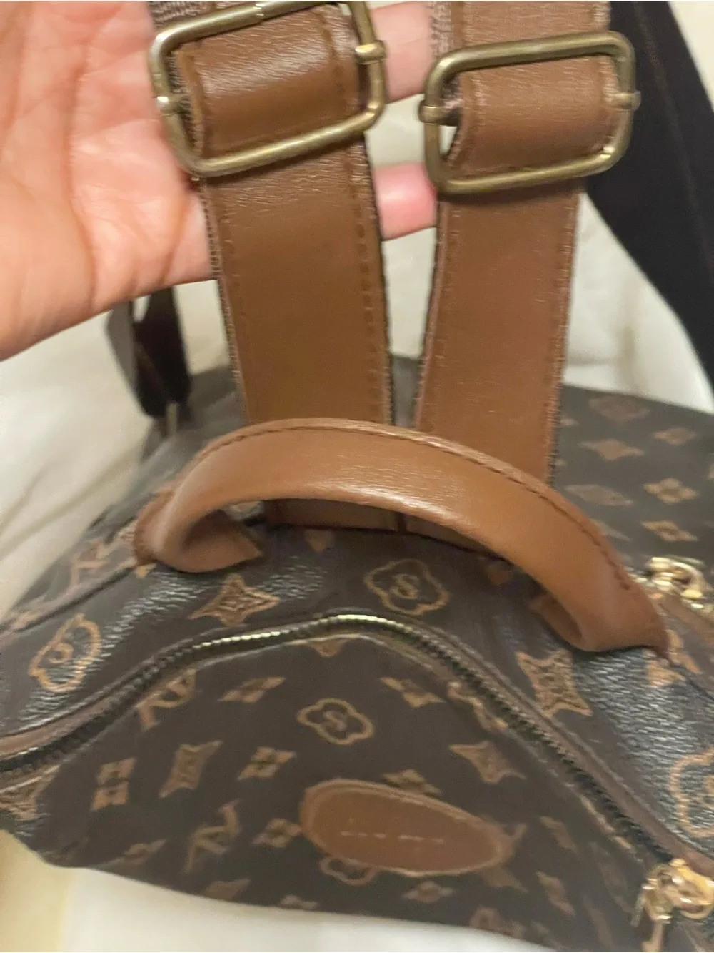 RUMU Monogram Crossbody Bag in Brown